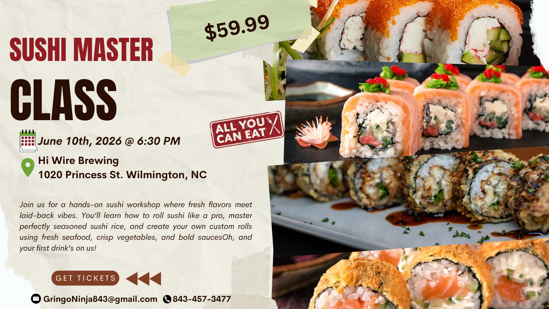 Sushi Master Class at Hi Wire Brewing