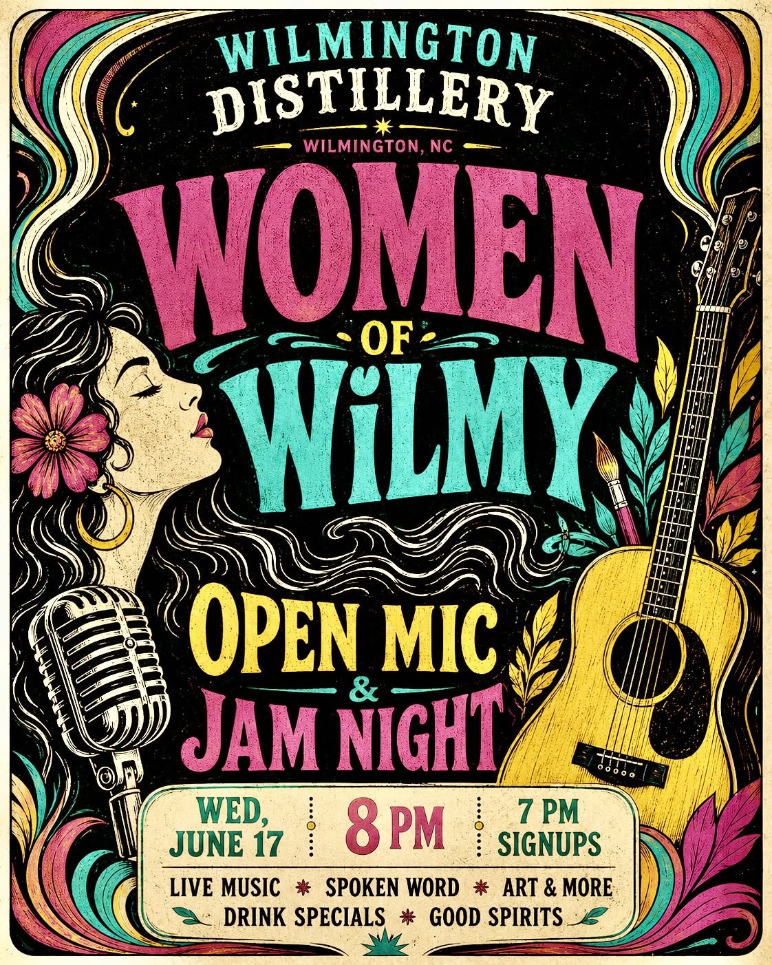 TREYA’s Women of Wilmy Open Mic & Jam @ Wilmington Distillery