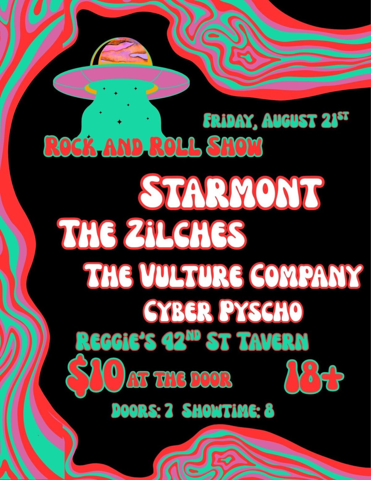 Live at Reggie’s: Starmont, The Zilches, The Vulture Co, and Cyber Psycho