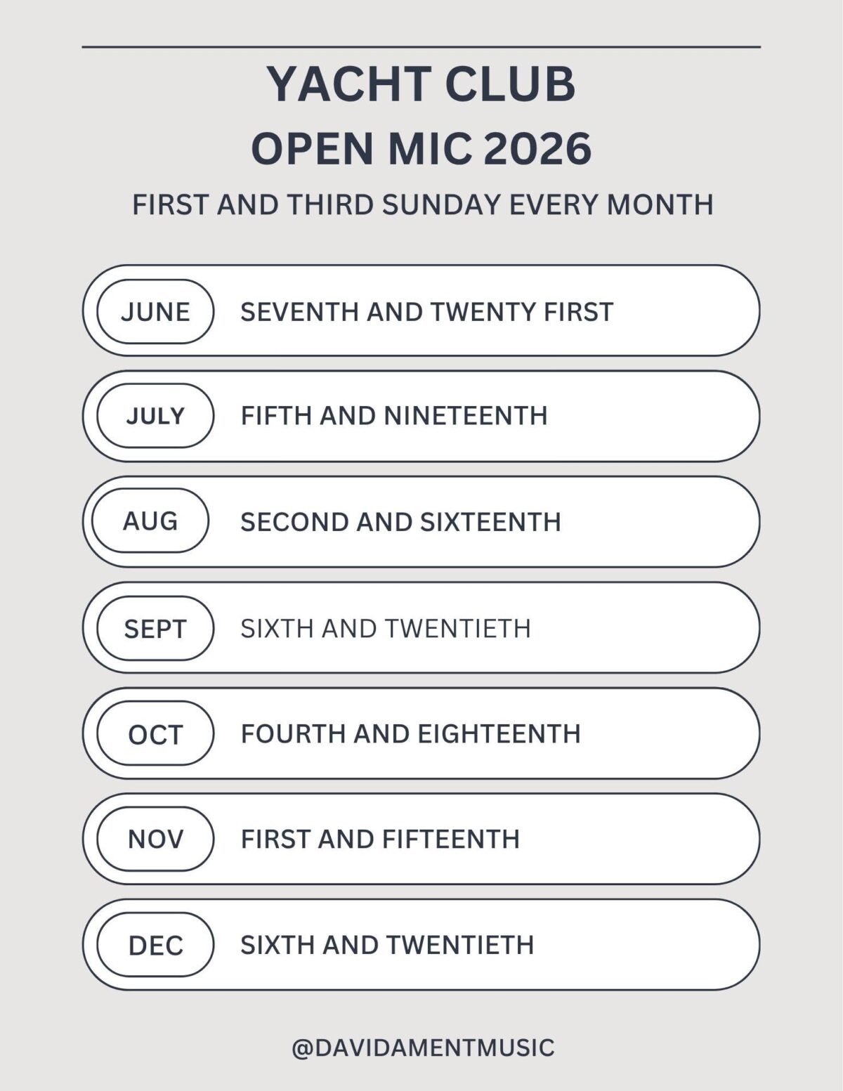Open Mic Night at Yacht Club – Aug 16