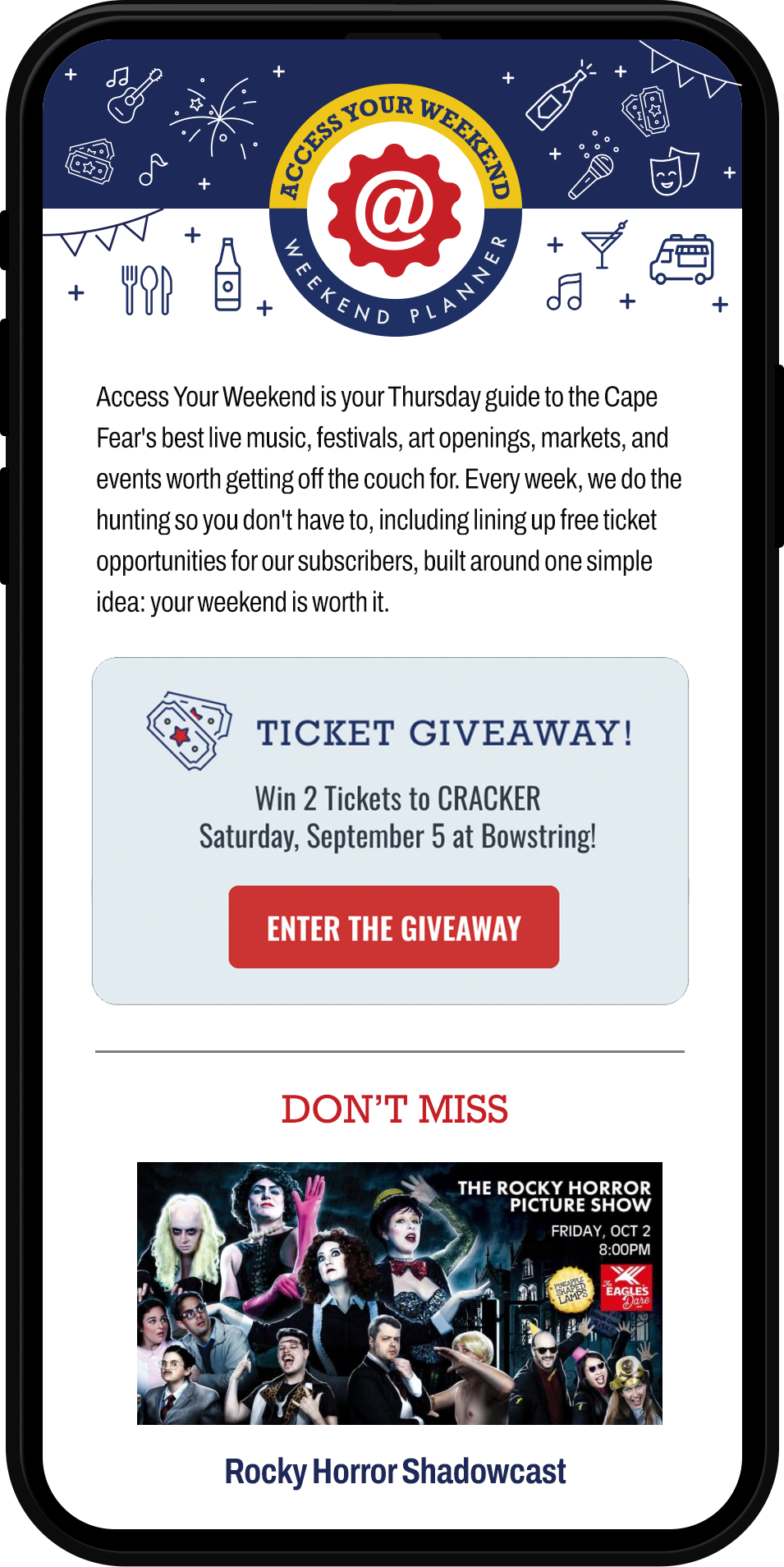Access Your Weekend newsletter preview