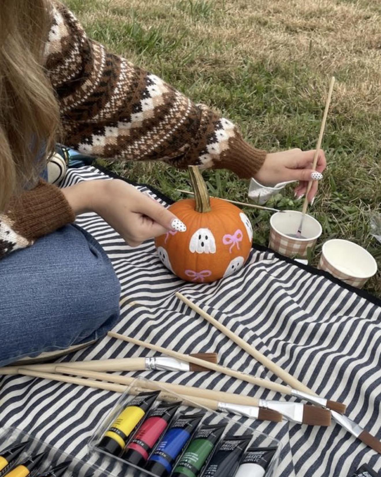 Pumpkin Painting on the Patio